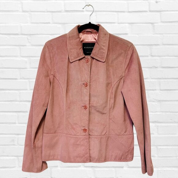 Harold's Vintage Genuine Leather Jacket Button Down Long Sleeve Blazer Collared - Picture 6 of 10